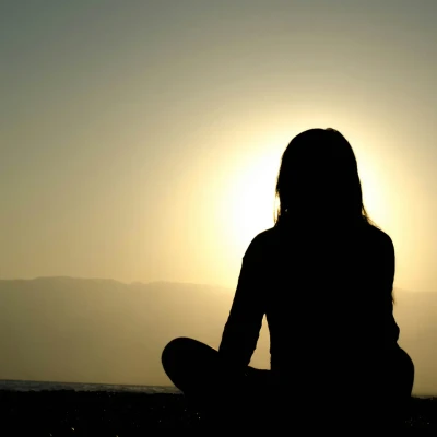 A picture of a person meditating