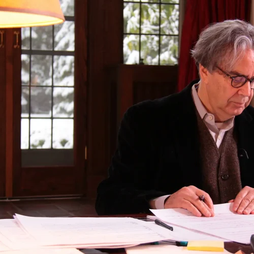 A photo of Howard Shore in His Studio by Christopher Essey, Courtesy of National Film Board of Canada