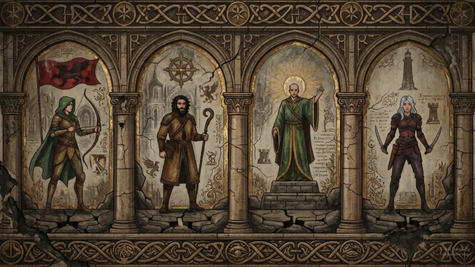 A fantasy mural of Dragon Age protagonists