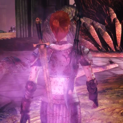 A picture of the Heroine of Ferelden from behind